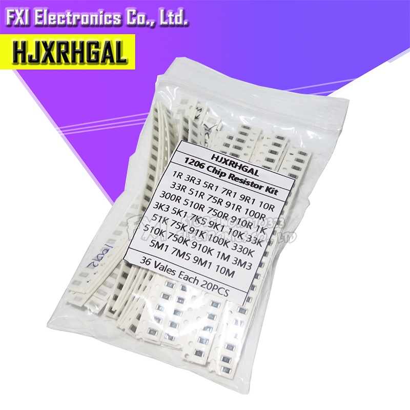 Set 20 Điện Trở 36Value * 20 Cái = 720 Cái 0603 0805 1206 SMD 1 ohm Chuyên Dụng