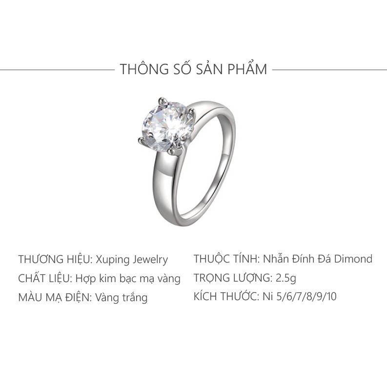 Nhẫn Nữ Mạ Vàng Trắng, Đính Đá Dimond Sang Trọng - XPN24