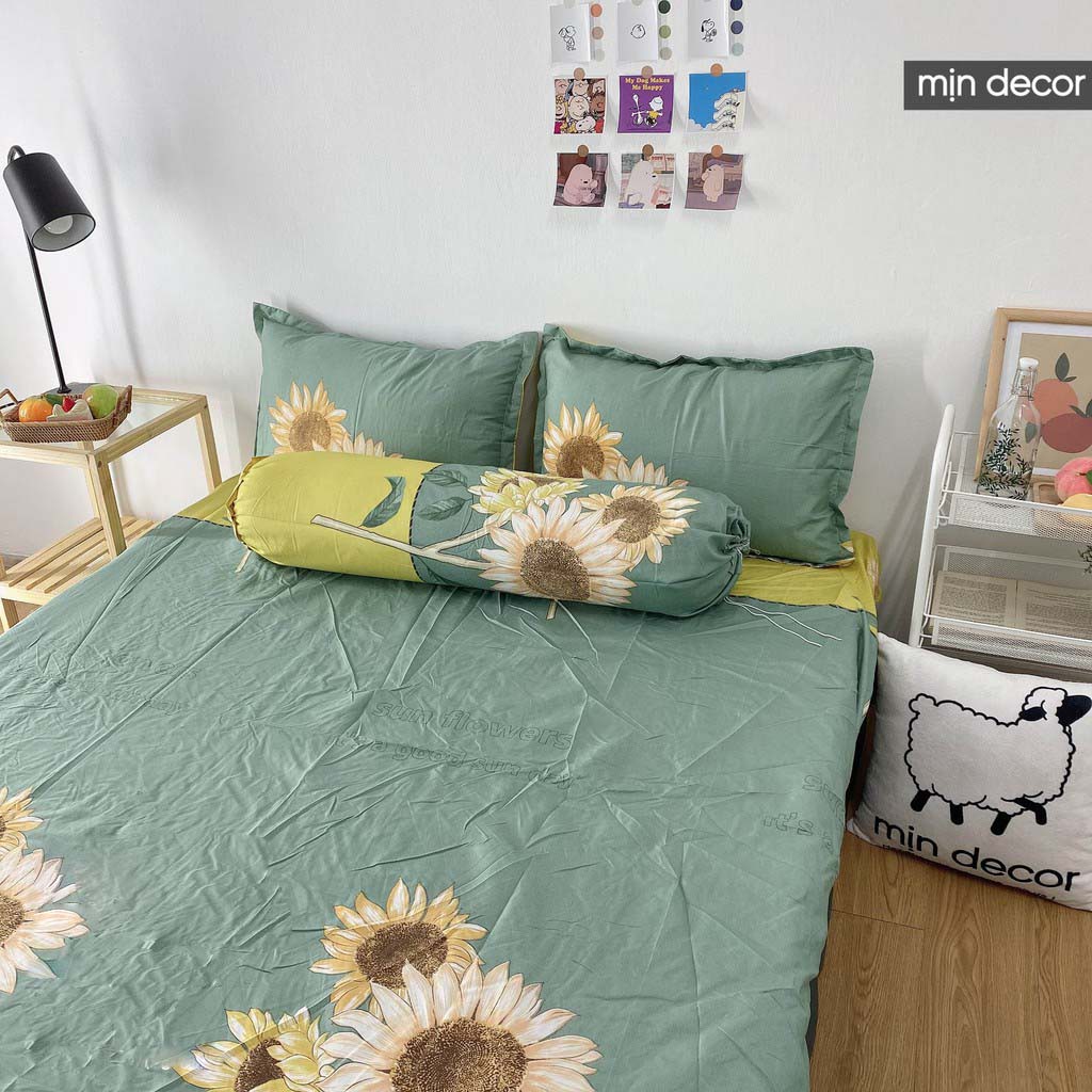 Bộ drap giường vỏ gối cotton poly, bộ ga giường giá rẻ bo chun miễn phí