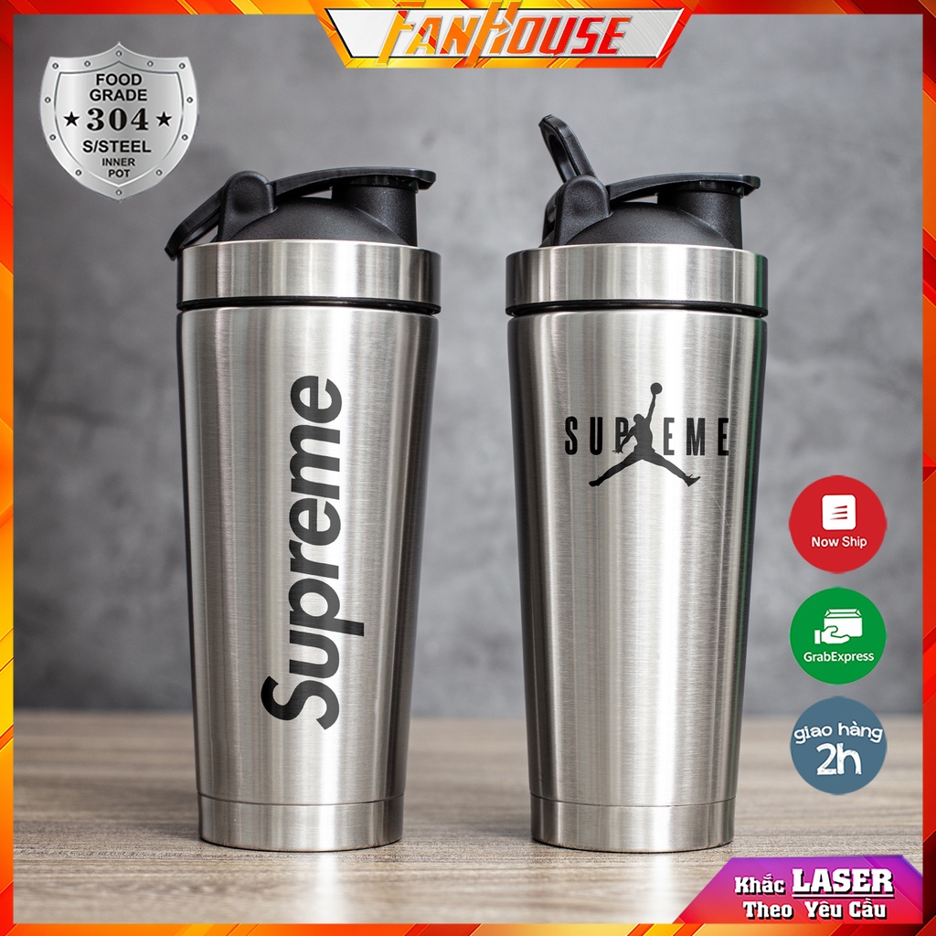 Bình giữ nhiệt Supreme độc quyền Fan House bình lắc 850ml Sup made in thailand inox 304 tặng bộ rửa bình