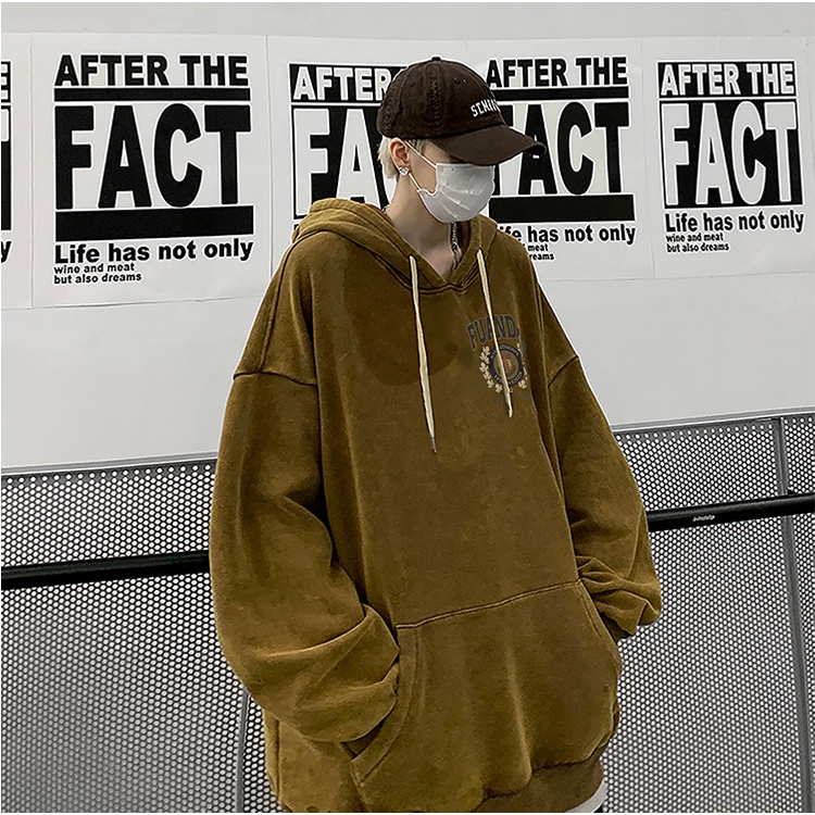 Áo hoodie IFNICEFUTURE tay dài dáng rộng phong cách retro thời trang thường ngày cho nam