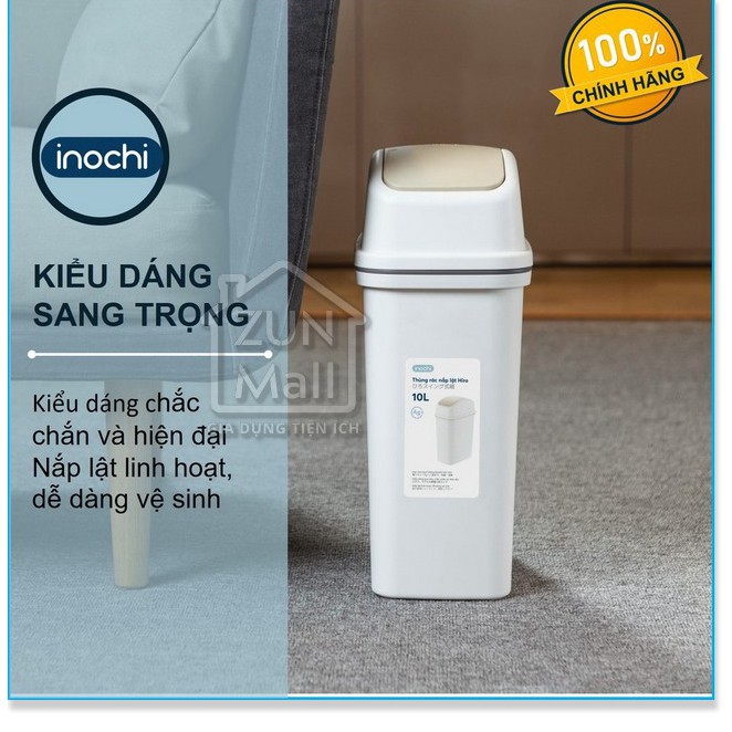 Thùng Rác Nhựa Cao Cấp Nắp Lật 15 Lít Inochi Nhật Bản - Phù Hợp Với Không Gian Sống Hiện Đại