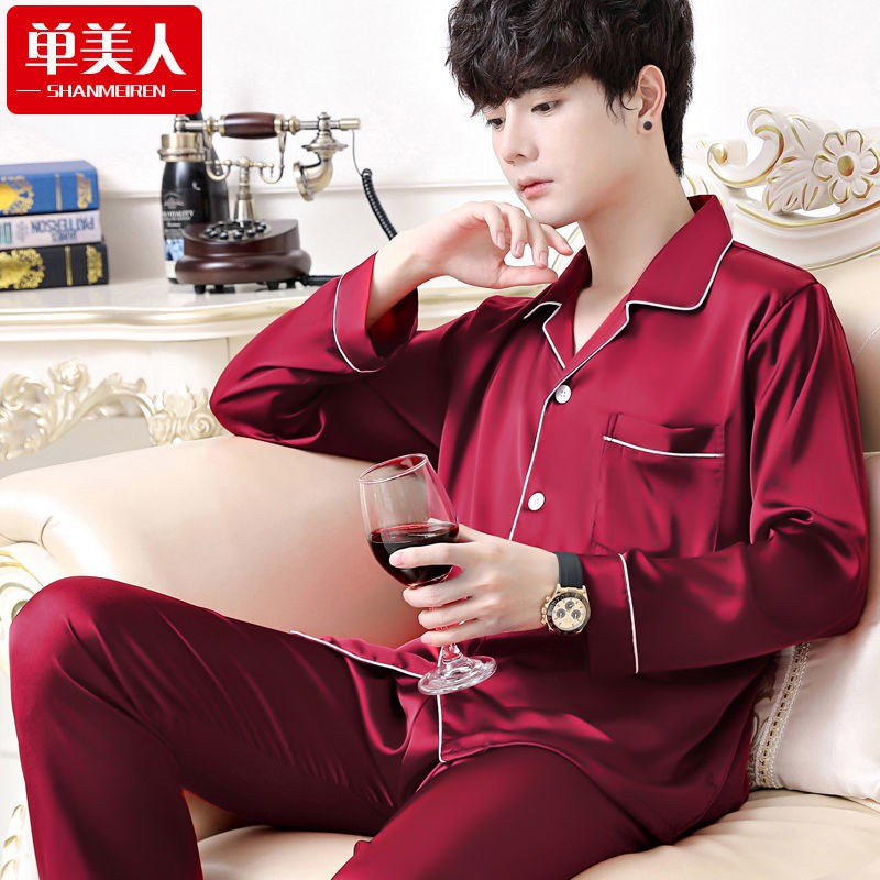 Bộ ngủ lụa Pijama nam màu trơn chất siêu đẹp (Hàng có sẵn)214WEWC