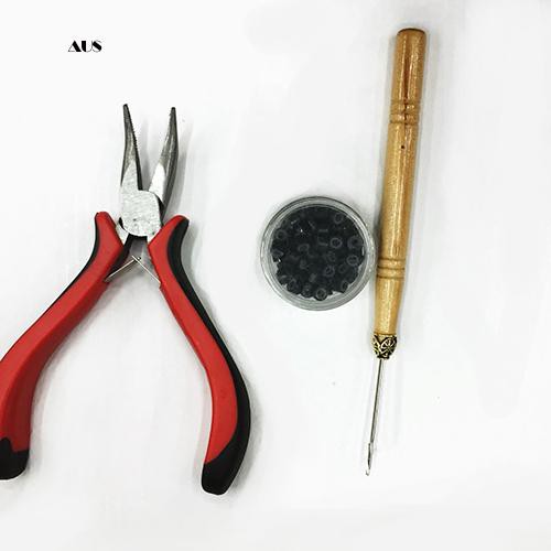 ♔Bộ Dụng Cụ Kìm Kéo Dài Tóc + Móc + 100 Hạt Nối Bằng Silicone