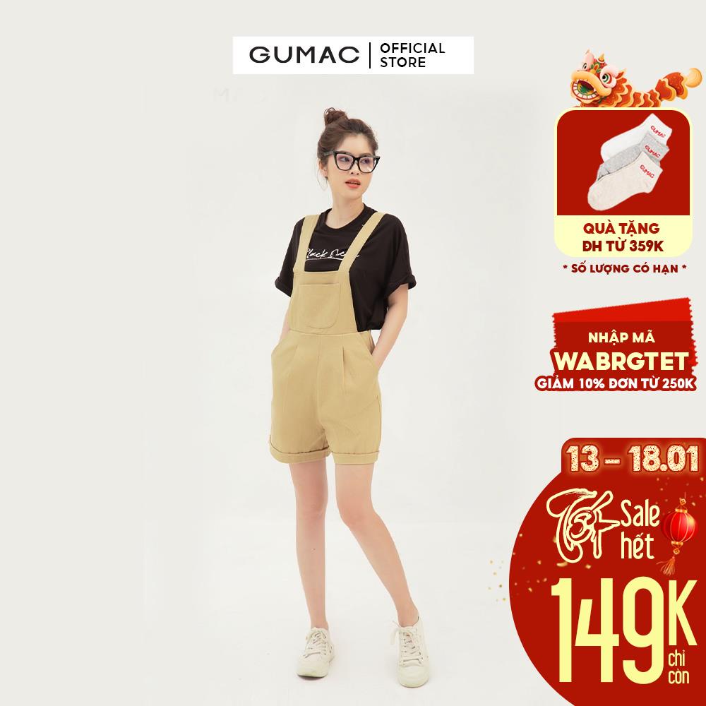 Quần short nữ phối yếm GUMAC thiết kế mới cá tính QB377
