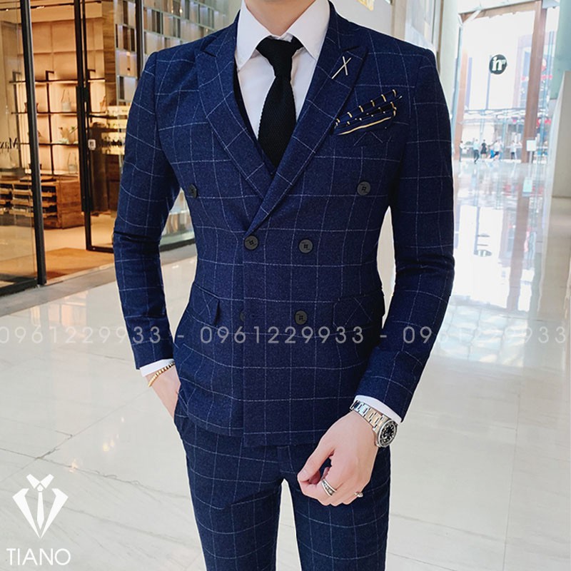 Bộ Vest Nam Hàn Quốc 6 Cúc, Suit Nam 6 Cúc Chất Vải Sịn, Fom Ôm Đẹp, Quần Có Tăng Chỉnh Vòng Bụng.