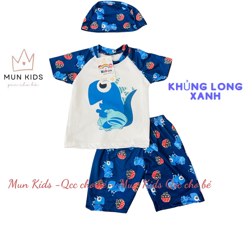 Bộ bơi kèm mũ cho bé trai Kids Fashion, đồ bơi bé trai kèm mũ 10kg-22kg Mun Kids