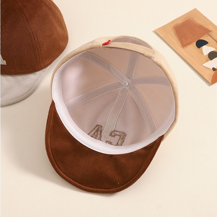 Mũ Lưỡi Trai Nhung Kẻ Thêu Chữ Nhiều Màu Sắc Phong Cách Hàn Quốc Dành Cho Trẻ Nhỏ