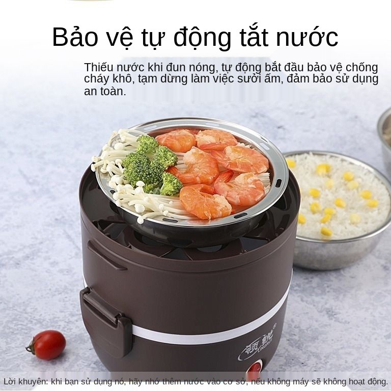 Ling Rui Hộp cơm điện ba lớp có thể cắm điện, cách hâm nóng tự động, nấu bằng nồi 1 đồ dùng nhân viên văn phòng