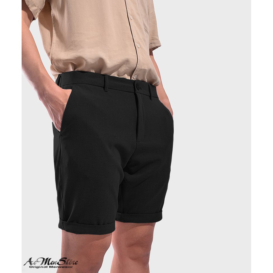 Quần short nam (đen) vải Wdven cao cấp của thời trang nam Routine