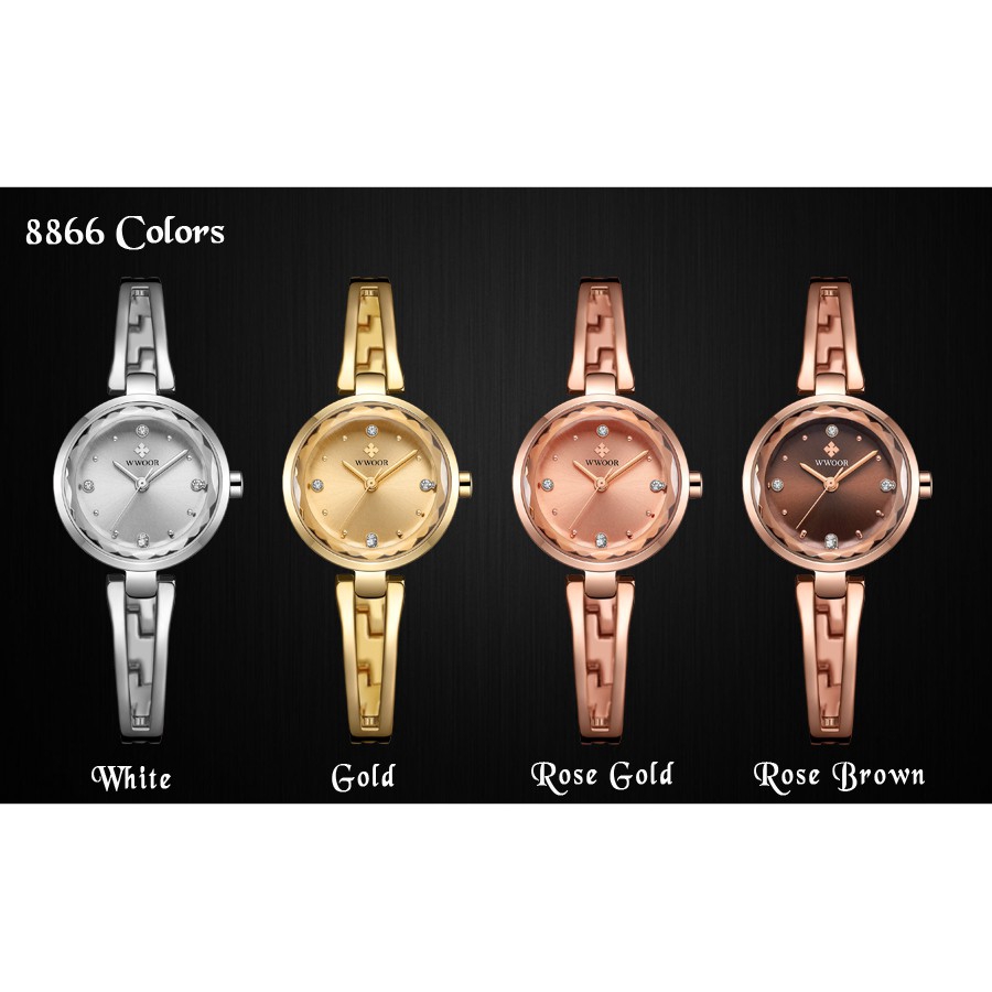 WWOOR Top Brand Luxury Women's Watches Original Ladies Quartz Wristwatch Waterproof Watch 8866