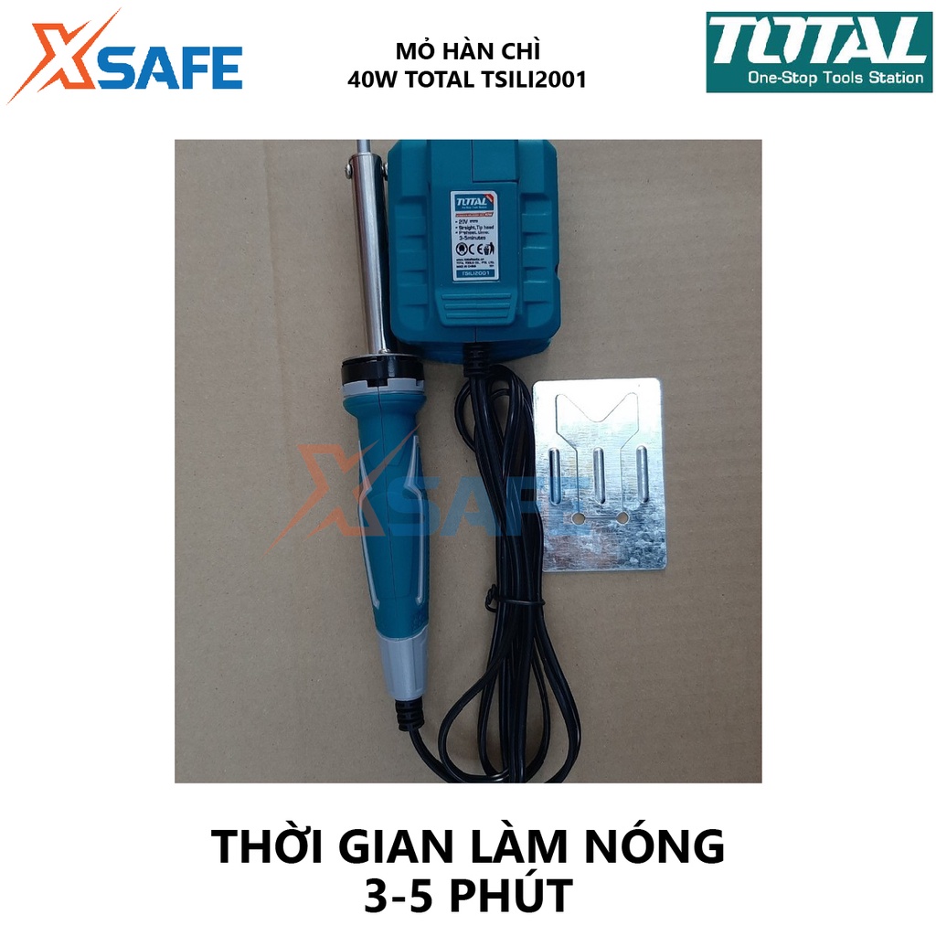 Mỏ hàn chì dùng pin TOTAL TSILI2001 Mỏ hàn thiết dùng pin Lithium 40W 20V - Không bao gồm pin và sạc - Chính hãng[XSAFE]