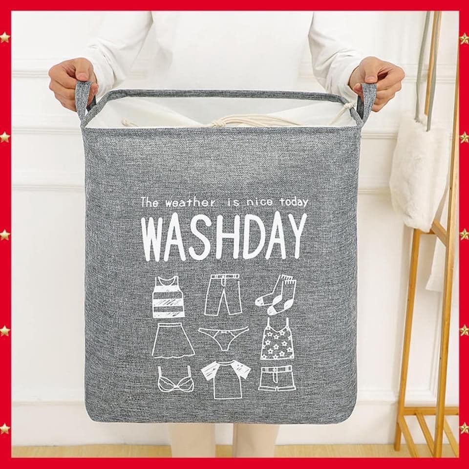 Giỏ đựng quần áo vải bố cỡ lớn, túi đựng chăn màn đa năng washday có thể gấp gọn vintage xinh xắn 88307