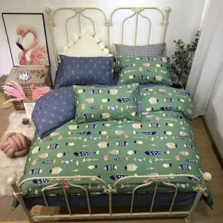 Bộ Chăn Ga Gối Cá Xanh Cotton Poly