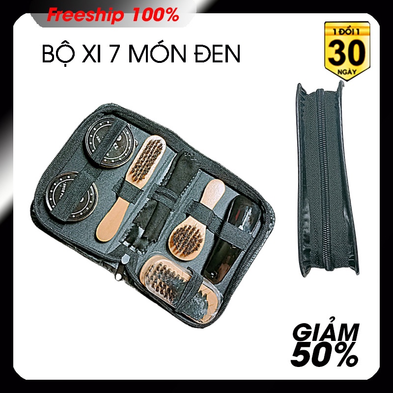 Bộ xi 7 món đánh giày kèm bao da PU vân cá sấu cực đẹp - dành cho quý ông sành điệu.