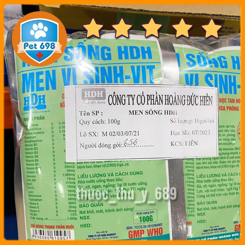 1kg Men Sống HDH Chế phẩm sinh học, kích thích tiêu hóa, phòng tiêu chảy vật nuôi PET-698