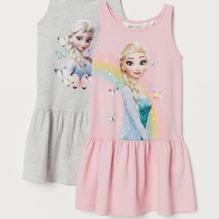 Váy elsa H&M hồng xám