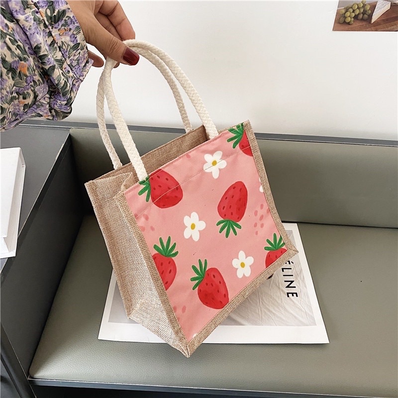 túi cói hoa quả mini sang chảnh