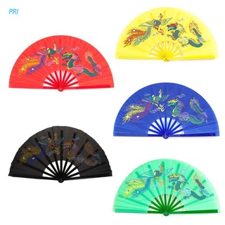 Quạt xếp cầm tay bằng nhựa in hình rồng/ phượng hoàng phong cách Trung Hoa