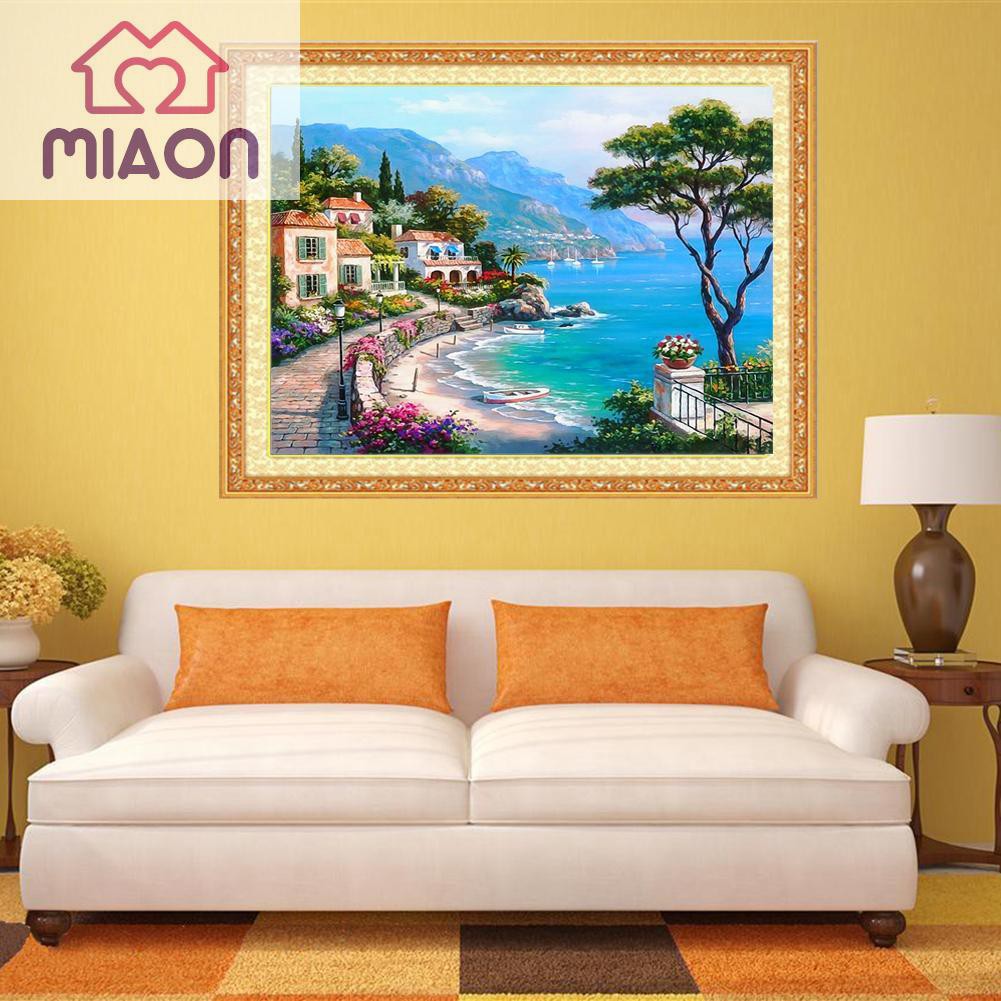 Bộ phụ kiện làm tranh đính đá DIY họa tiết 5D hình làng quê đơn giản | BigBuy360 - bigbuy360.vn