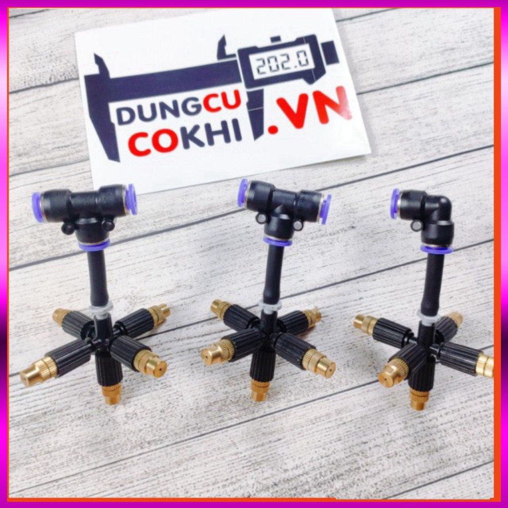 [GIÁ TỐT] 3 Béc phun sương 5 tia đồng, kèm kết nối nhanh ống 8mm, dùng tưới cây, tưới lan