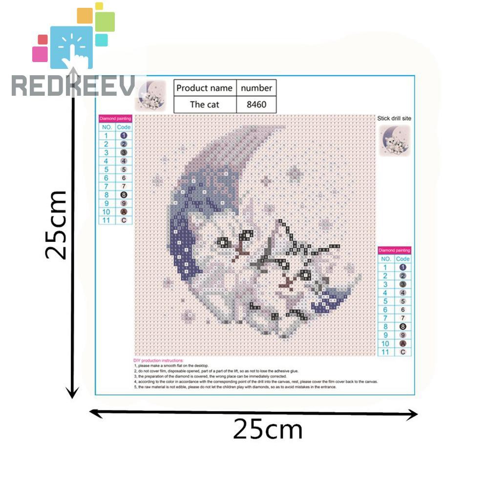 Bộ Tranh Đính Đá Tự Làm Hình Chú Mèo Mặt Trăng Đáng Yêu 1.13