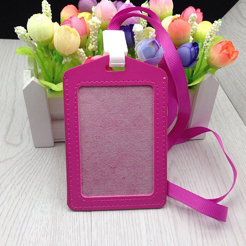 1 Túi Đựng Thẻ Id Bằng Da PU Kèm Vòng cổ Tiện Dụng