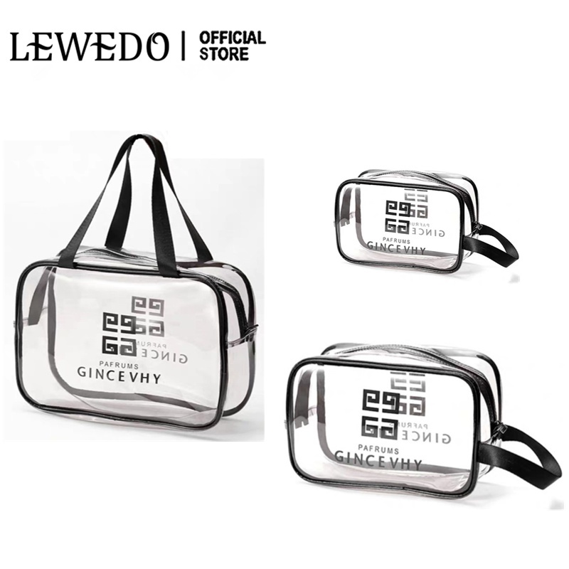 Túi đựng mỹ phẩm LEWEDO bằng pvc trong suốt có khóa kéo tiện dụng