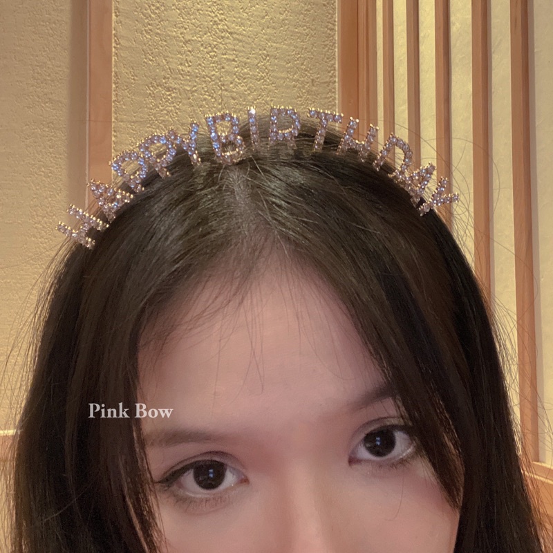 Cài tóc sinh nhật chữ Happy Birthday Queen/ King/ Girl bằng kim loại đính ĐÁ lấp lánh bling bling đủ màu Hàn Quốc