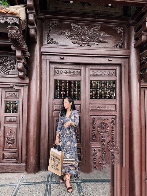 Đầm maxi hoạ tiết thổ cẩm