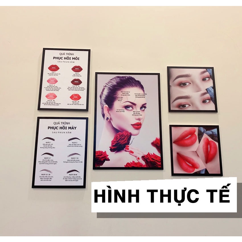 Tranh phun xăm thẩm mỹ bộ 5 bức kích thước 30x45, 40x60