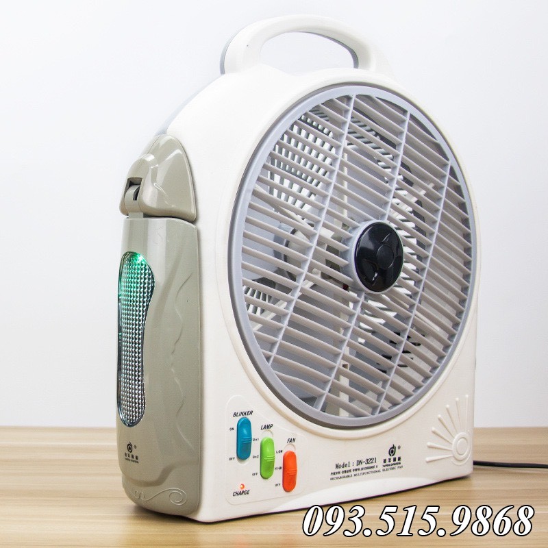 Quạt Sạc Tích Điện MELODY FAN - Quạt Tích Điện Dạng Hộp Hai Bình Ắc Quy Sử Dụng Thời Gian 8 Tiếng, Có Đèn Led Siêu Sáng