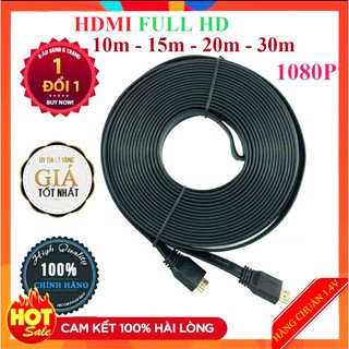 [Hàng Tốt]Dây Cáp HDMI 10m 15m 20m 30m dẹt đen-Dây cáp kết nối cổng HDMI 2 đầu tốt chống nhiễu xịn chất lượng cao giá rẻ