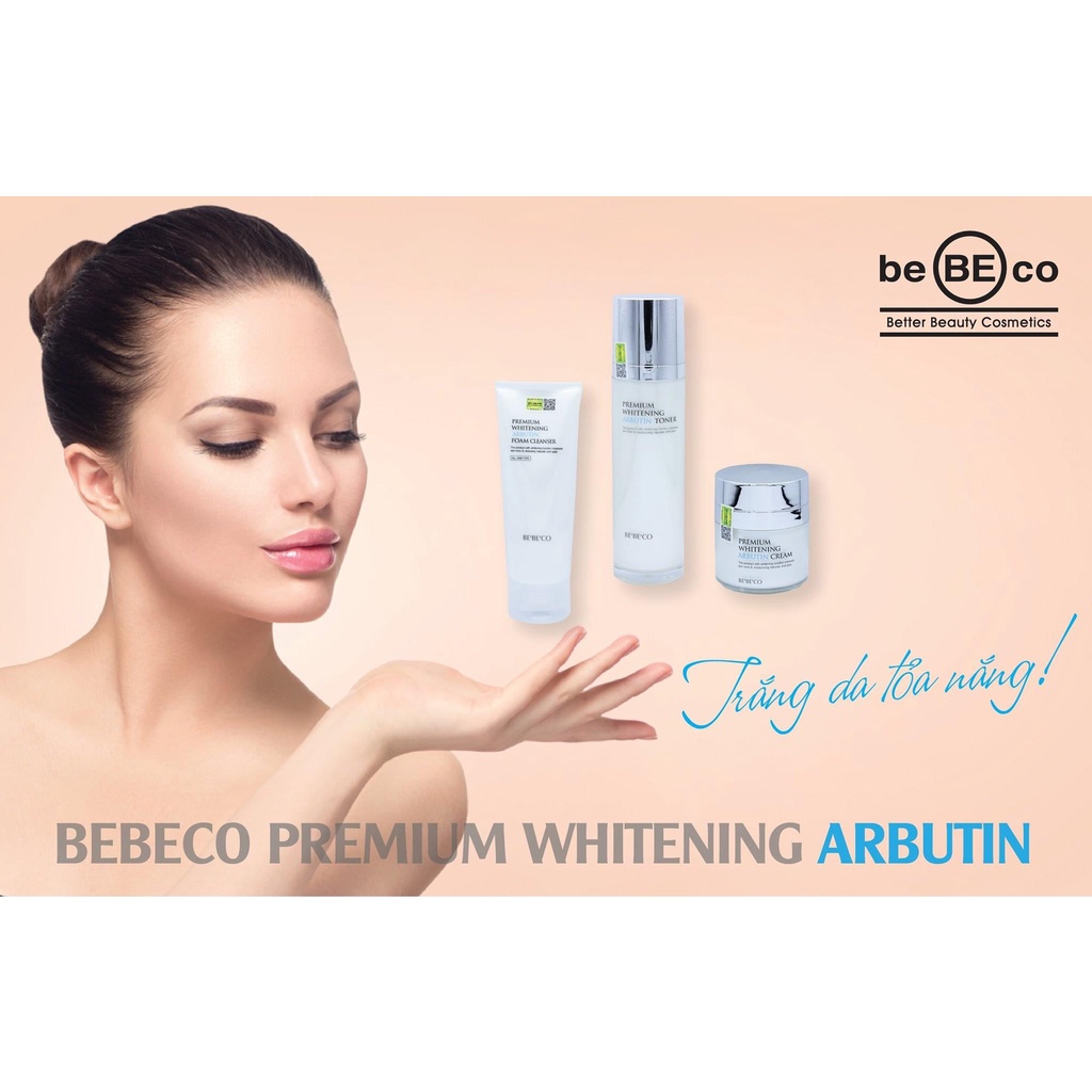 Bộ sản phẩm sữa rửa mặt - toner - kem dưỡng trắng và phục hồi da cao cấp BEBECO ARBUTIN