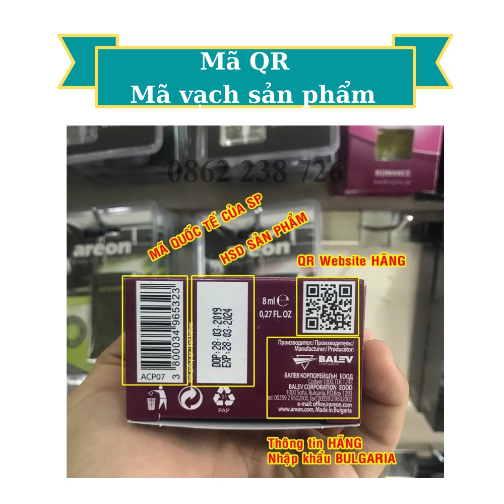 Nước hoa ô tô AREON tinh dầu kẹp cửa gió ô tô xe hơi chính hãng khử mùi chống say xe hiệu quả