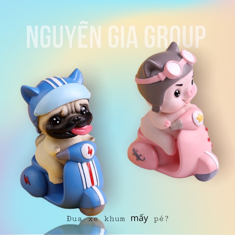 Tượng chibi heo đua xe đáng iu kute- quà lưu niệm, quà sinh nhật tuổi học sinh tại Nguyễn Gia group Cao Đạt Quận 5: