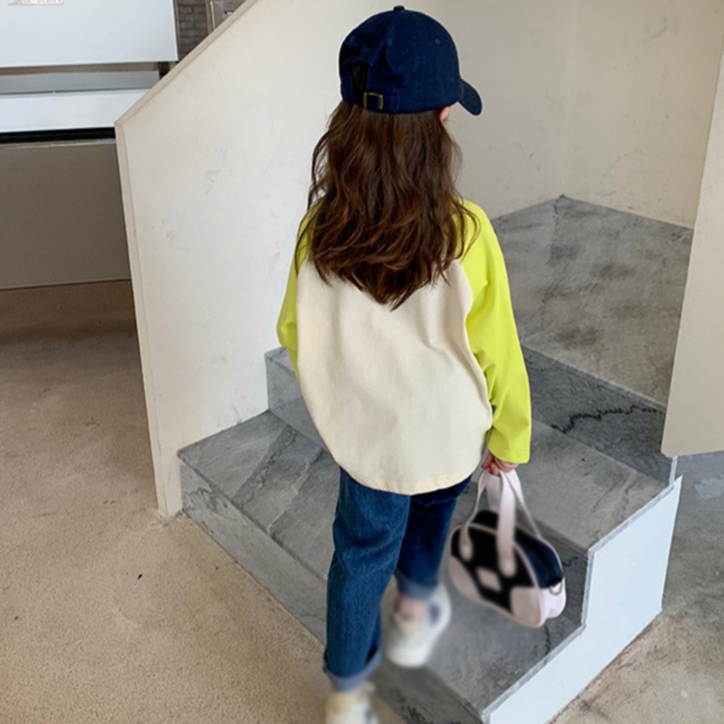 Korean Version Girls Printed Long Sleeves Spring And Autumn Children's Fashion Round Neck T-shirt Top