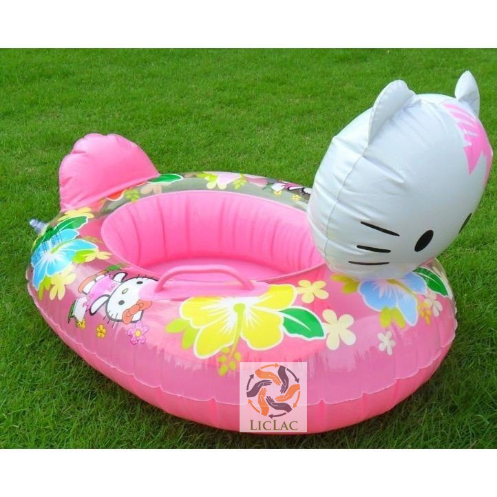 Phao Bơi Chống Lật Hình Mèo Hello Kitty Siêu Dễ Thương - Phao Xỏ Chân Hình Thú Cho Bé Chất Liệu An Toàn Tuyệt Đối