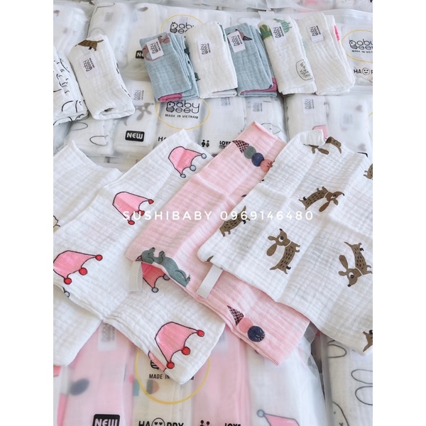 Set 5 khăn mặt xô muslin Baby Bee