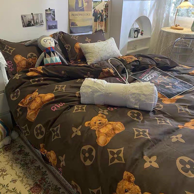 Set Bộ Vỏ Chăn Ga Cotton Poly Gấu Nâu Chất Vải Đanh Mát_shinbedding