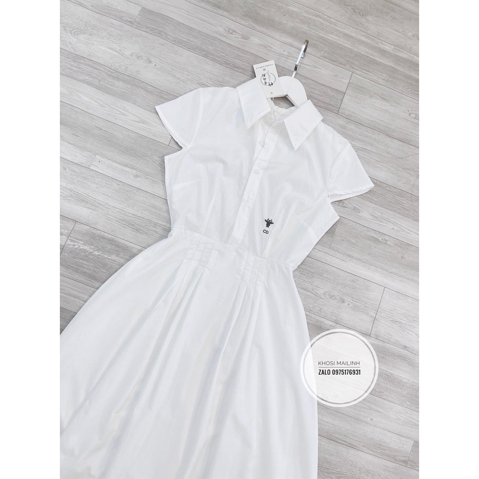 ☘️ ĐẦM TRẮNG SƠ MI THÊU CD LI EO 2 LỚP