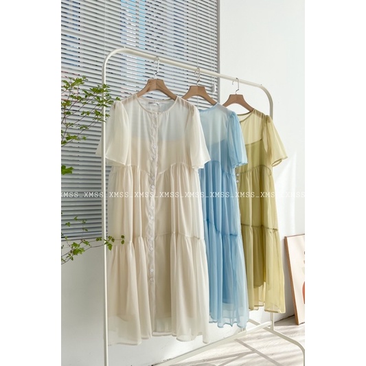 Đầm voan babydoll tay ngắn voan 2 lớp bigsize dưới 60kg