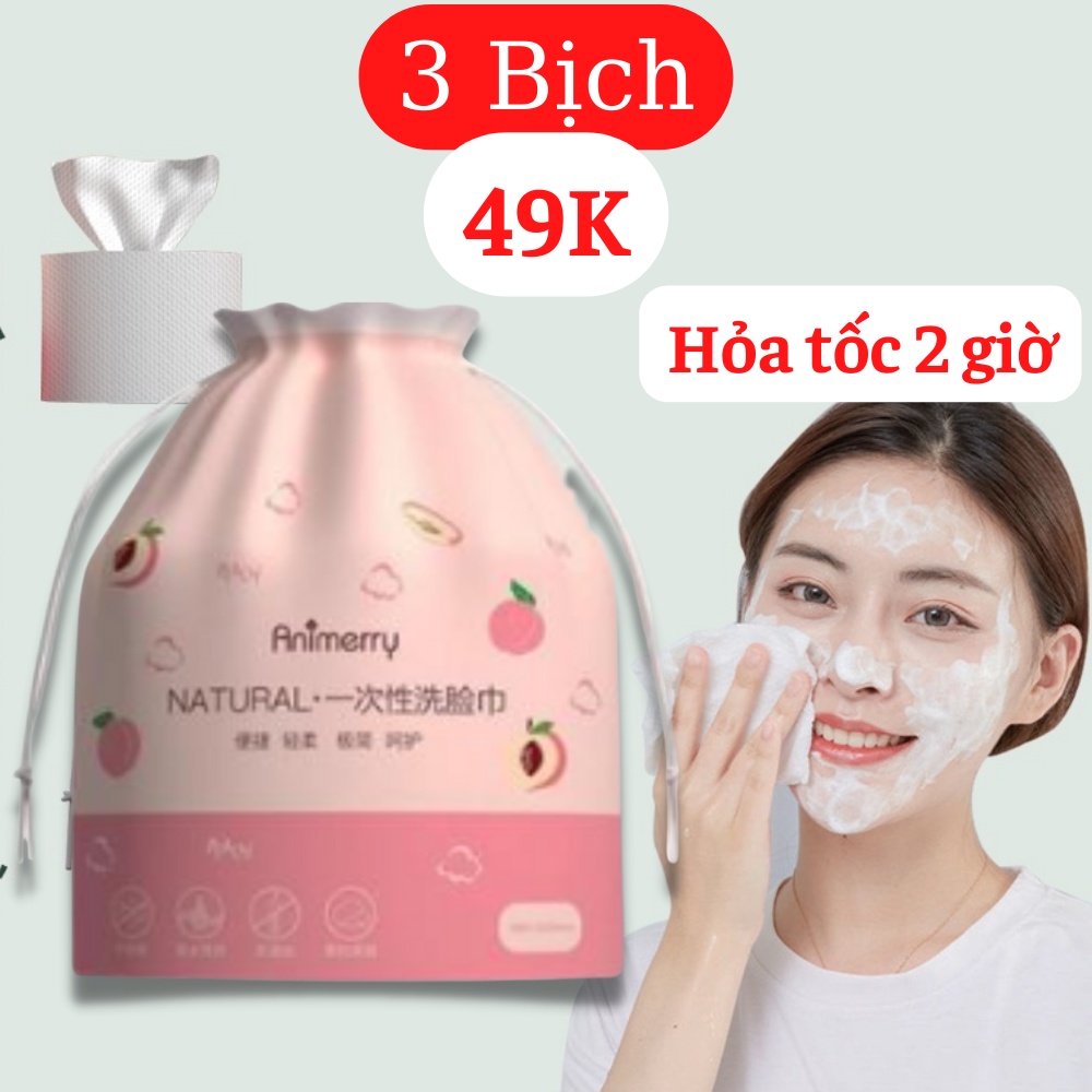 Khăn mặt khô dùng 1 lần Animerry giấy tẩy trang lau ướt siêu mềmm dai mịn rửa mặt vệ sinh - Chất liệu cao cấp