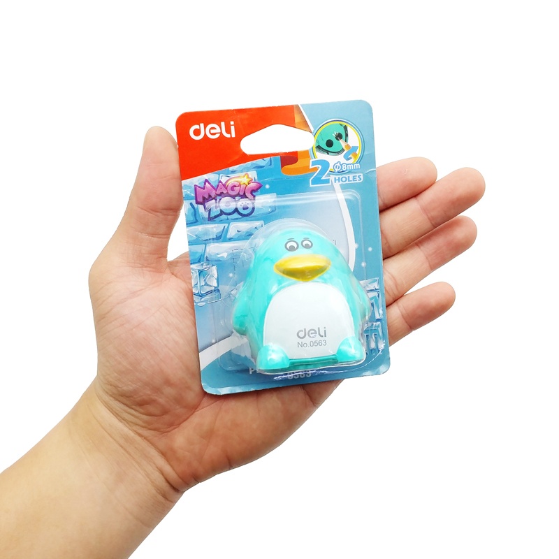 Chuốt Chì Deli Mini Hình Chim Cánh Cụt 0563 - Màu Xanh Ngọc