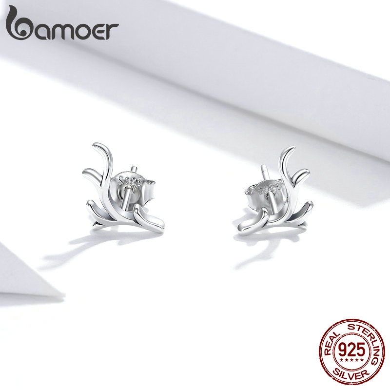 BAMOER Bông Tai bạc 925 Hình Tuần Lộc Giáng Sinh Thời Trang Cho Nữ SCE962