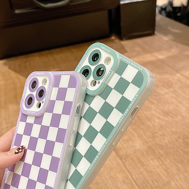 Ốp Điện Thoại Silicone TPU Mềm Họa Tiết Ca Rô Cho IPhone 11 12 13 Pro Max XS Max X XR 6 8 7 Plus SE 2020
