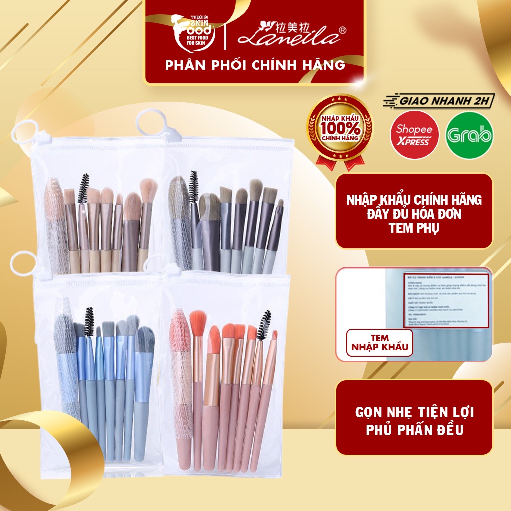 [NHẬP KHẨU CHÍNH HÃNG] [Set 8 Cây] Bộ Cọ Trang Điểm Chuyên Nghiệp Lameila 8 Sets Of Makeup Brushes