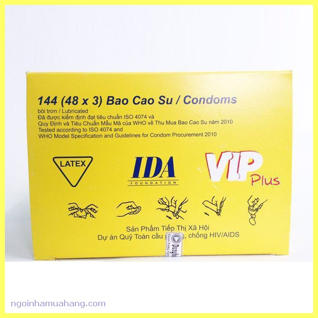 Bao cao su Vip plus tiếp thị xã hội  - hộp 144 cái