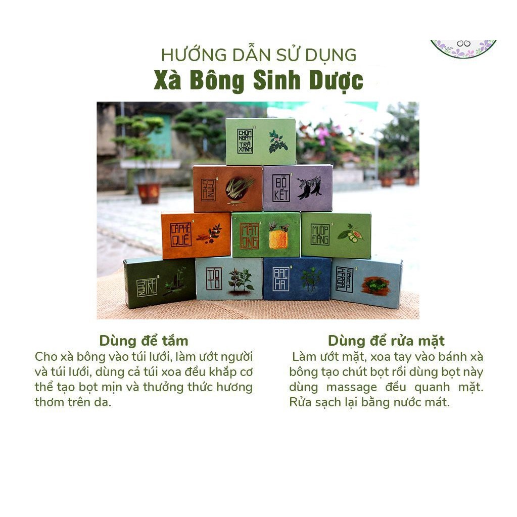 Xà Bông Sinh Dược 100% Nhiên Nhiên Đủ 10 loại (Xà Phòng Mướp Đắng Ngừa Mụn, Nghệ Mật Ong, Chùm Ngây Trà Xanh....)