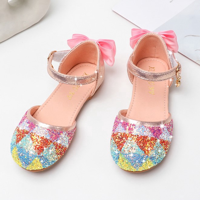 Giày sandal kiểu công chúa đế mềm màu sắc cầu vồng xinh xắn có size 24-34 thời trang Hàn Quốc cho bé gái